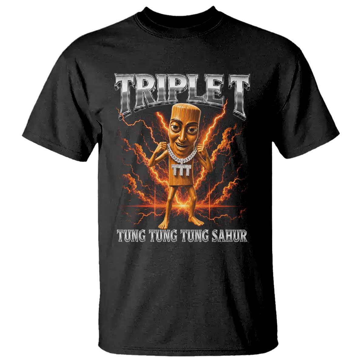 Triple T Tung Tung Tung Sahur Brainrot Meme T Shirt TS10 Black Print Your Wear