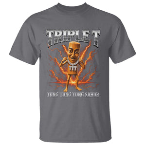 Triple T Tung Tung Tung Sahur Brainrot Meme T Shirt TS10 Charcoal Print Your Wear