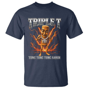 Triple T Tung Tung Tung Sahur Brainrot Meme T Shirt TS10 Navy Print Your Wear