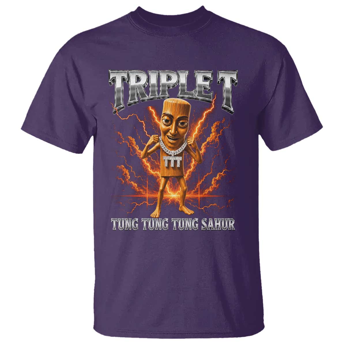 Triple T Tung Tung Tung Sahur Brainrot Meme T Shirt TS10 Purple Print Your Wear
