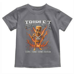 Triple T Tung Tung Tung Sahur Brainrot Meme Toddler T Shirt TS10 Charcoal Print Your Wear