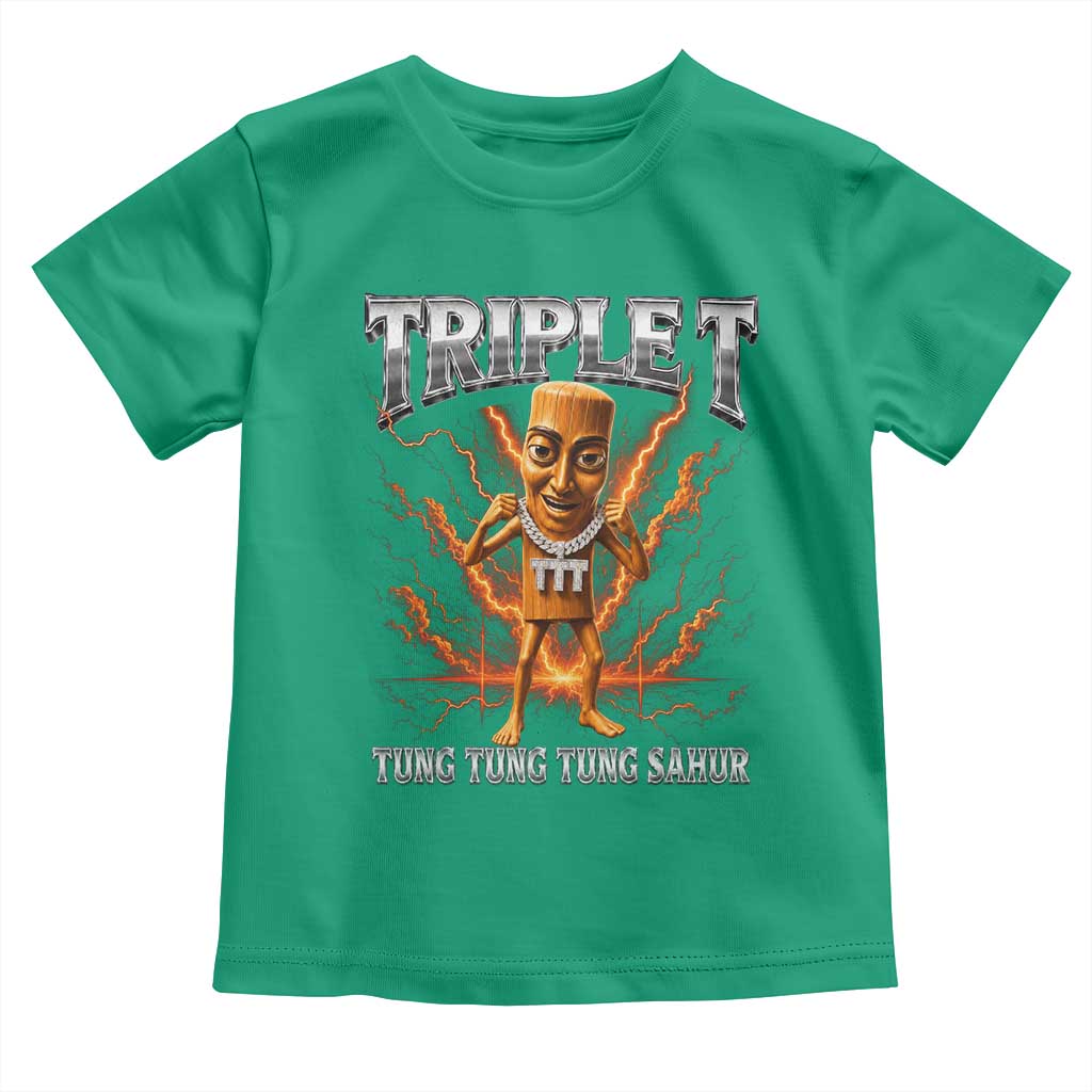 Triple T Tung Tung Tung Sahur Brainrot Meme Toddler T Shirt TS10 Irish Green Print Your Wear