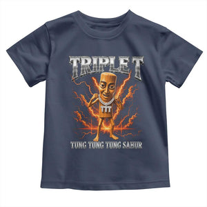 Triple T Tung Tung Tung Sahur Brainrot Meme Toddler T Shirt TS10 Navy Print Your Wear