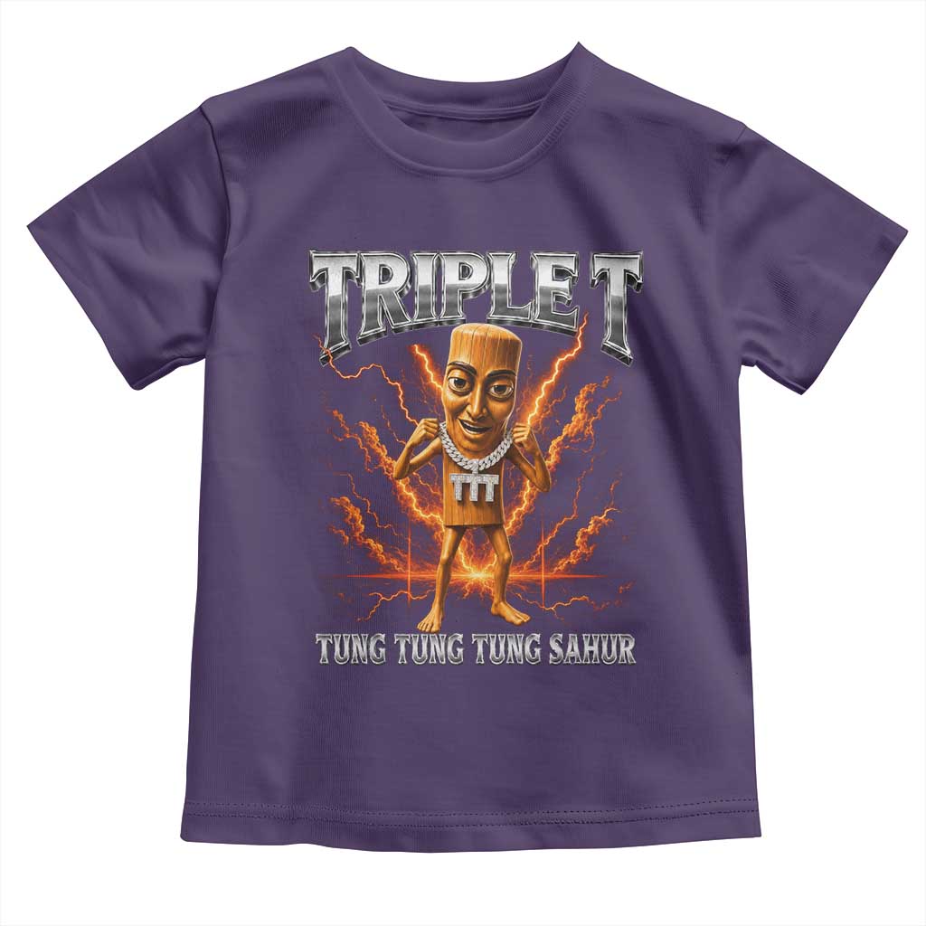 Triple T Tung Tung Tung Sahur Brainrot Meme Toddler T Shirt TS10 Purple Print Your Wear