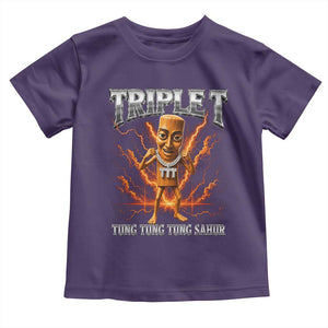 Triple T Tung Tung Tung Sahur Brainrot Meme Toddler T Shirt TS10 Purple Print Your Wear