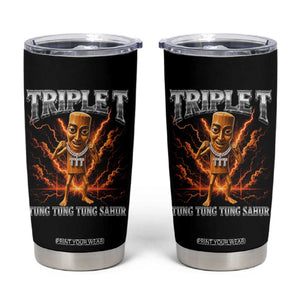 Triple T Tung Tung Tung Sahur Brainrot Meme Tumbler Cup TS10 Black Print Your Wear
