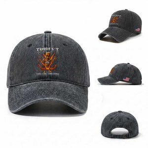 Triple T Tung Tung Tung Sahur Brainrot Meme Washed Cotton Baseball Cap TS10 Washed Cap Universal Fit Dark Gray Print Your Wear