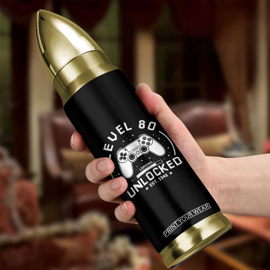 Level 80 Unlocked Video Gamer 80th Birthday Gift Bullet Tumbler Vintage 1946 80 Year Old Gift