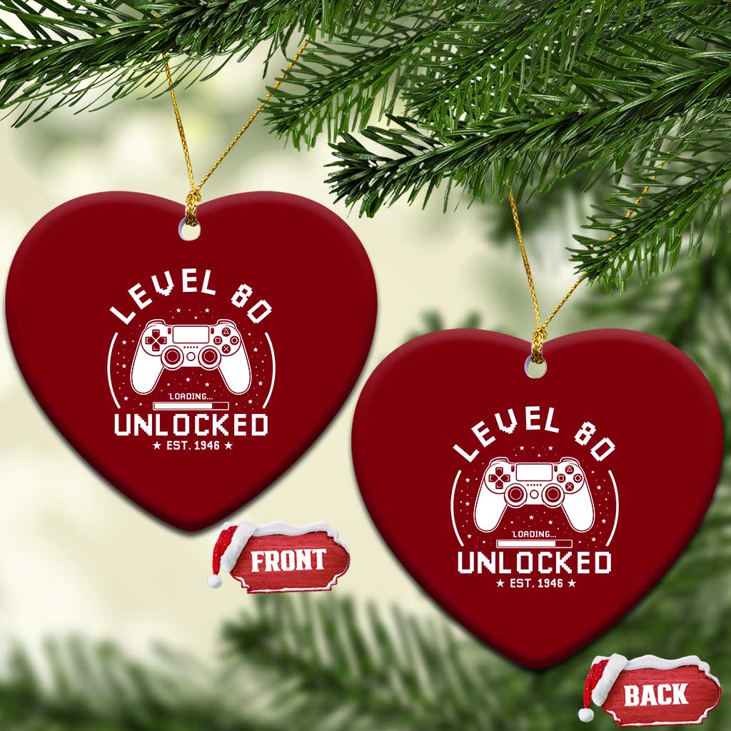 Level 80 Unlocked Video Gamer 80th Birthday Gift Ceramic Ornament Vintage 1946 80 Year Old Gift