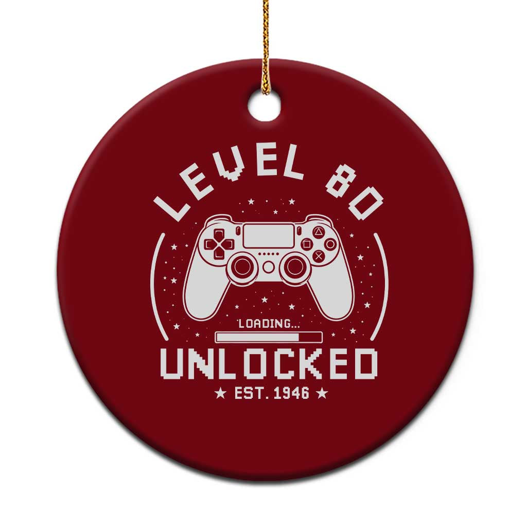 Level 80 Unlocked Video Gamer 80th Birthday Gift Ceramic Ornament Vintage 1946 80 Year Old Gift TS10 1pc Red Print Your Wear