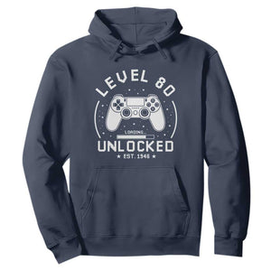 Level 80 Unlocked Video Gamer 80th Birthday Gift Hoodie Vintage 1946 80 Year Old Gift