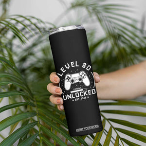 Level 80 Unlocked Video Gamer 80th Birthday Gift Skinny Tumbler Vintage 1946 80 Year Old Gift