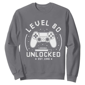 Level 80 Unlocked Video Gamer 80th Birthday Gift Sweatshirt Vintage 1946 80 Year Old Gift