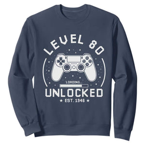Level 80 Unlocked Video Gamer 80th Birthday Gift Sweatshirt Vintage 1946 80 Year Old Gift