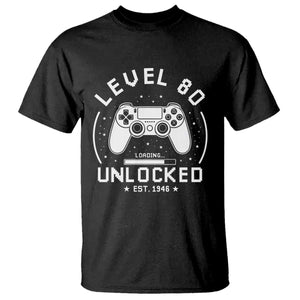 Level 80 Unlocked Video Gamer 80th Birthday Gift T Shirt Vintage 1946 80 Year Old Gift