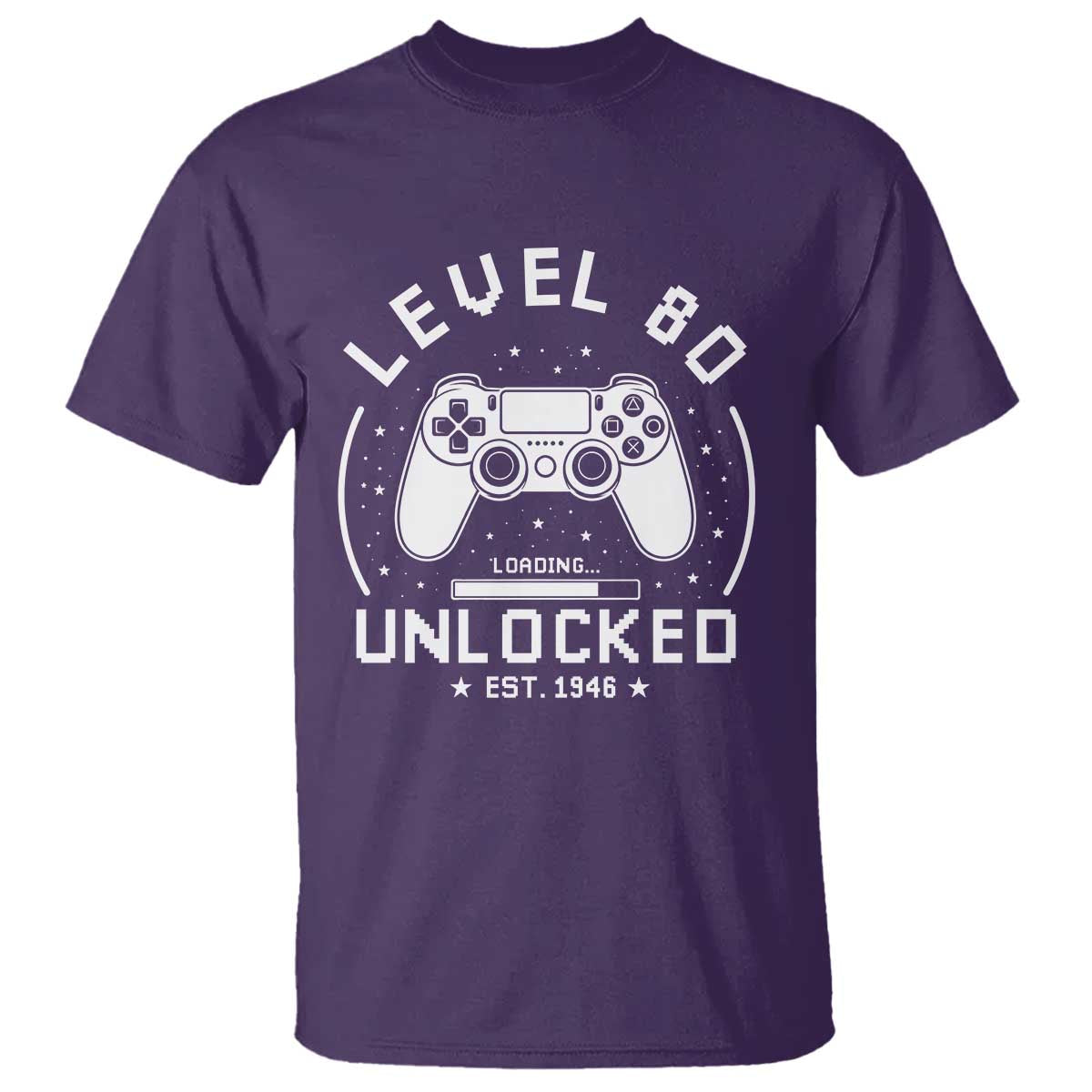 Level 80 Unlocked Video Gamer 80th Birthday Gift T Shirt Vintage 1946 80 Year Old Gift