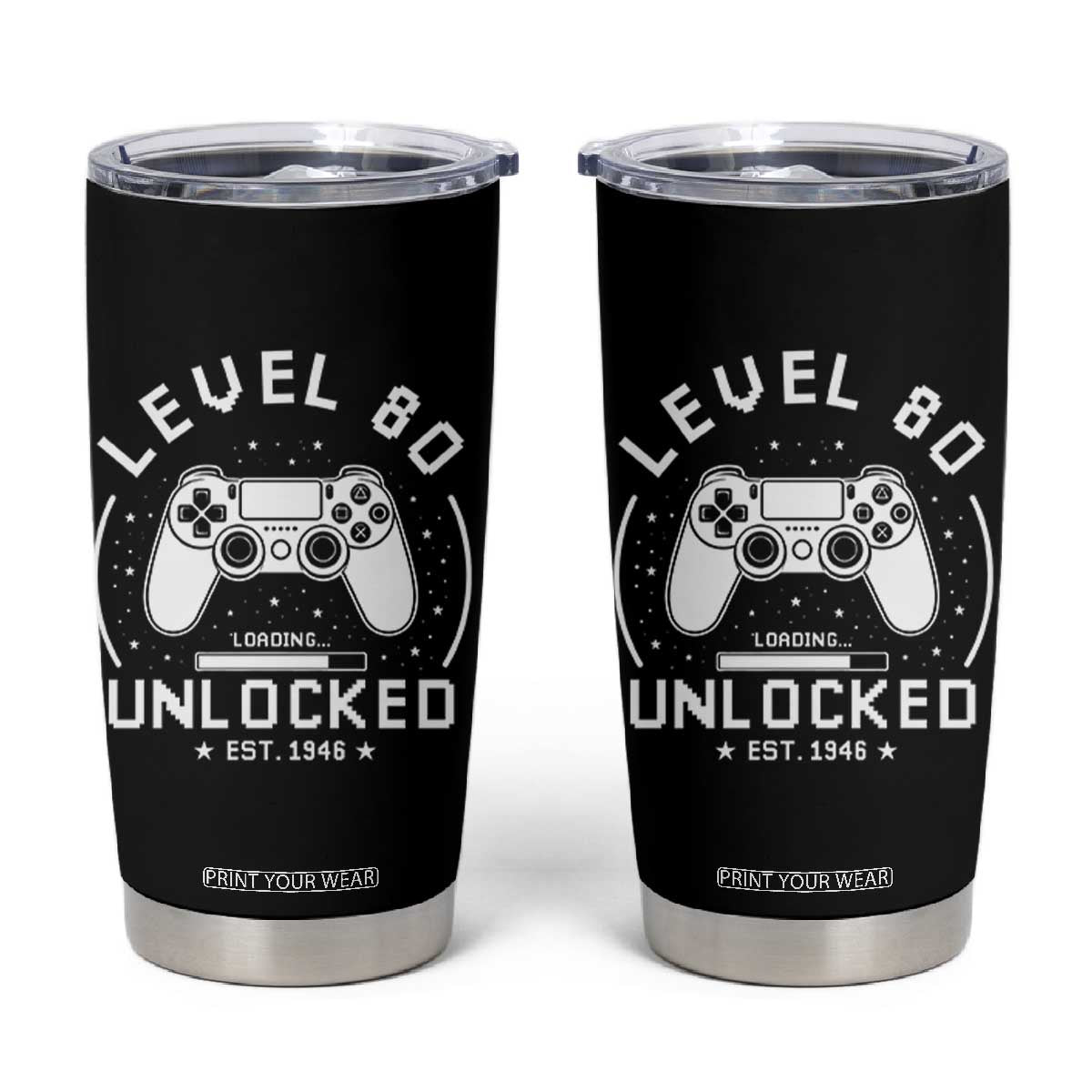 Level 80 Unlocked Video Gamer 80th Birthday Gift Tumbler Cup Vintage 1946 80 Year Old Gift