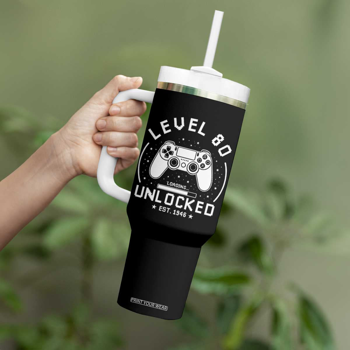 Level 80 Unlocked Video Gamer 80th Birthday Gift Tumbler With Handle Vintage 1946 80 Year Old Gift
