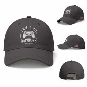 Level 70 Unlocked Video Gamer 70th Birthday Gift Baseball Cap Vintage 1956 70 Year Old Gift