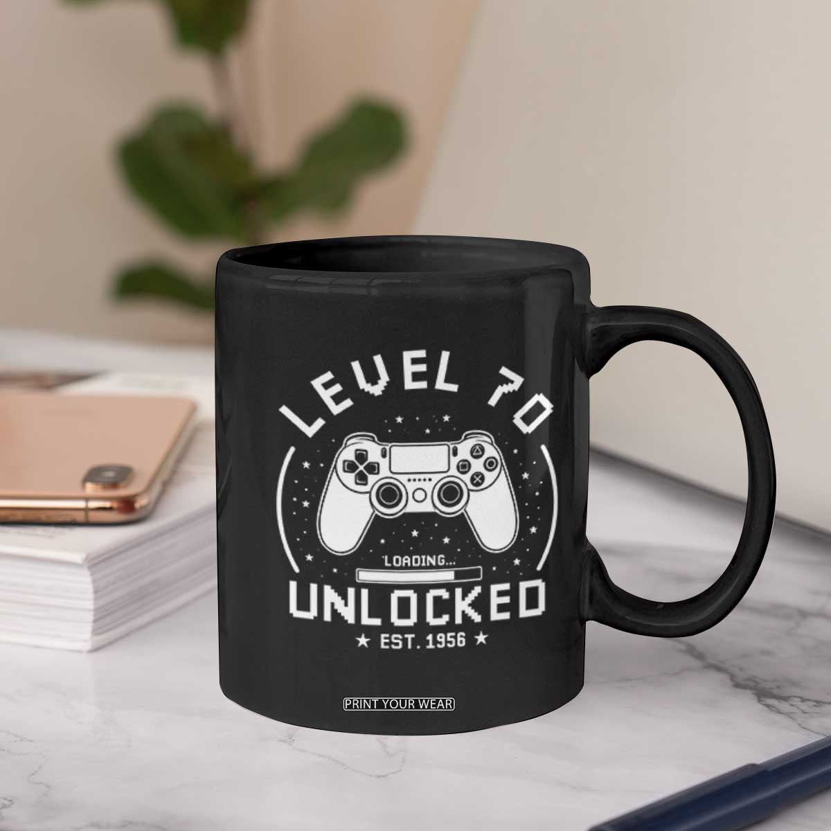 Level 70 Unlocked Video Gamer 70th Birthday Gift Coffee Mug Vintage 1956 70 Year Old Gift
