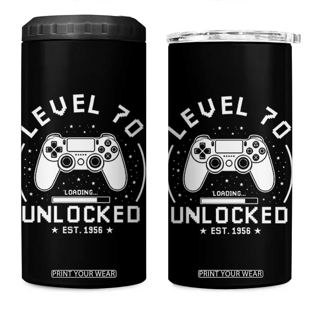 Level 70 Unlocked Video Gamer 70th Birthday Gift 4 in 1 Can Cooler Tumbler Vintage 1956 70 Year Old Gift