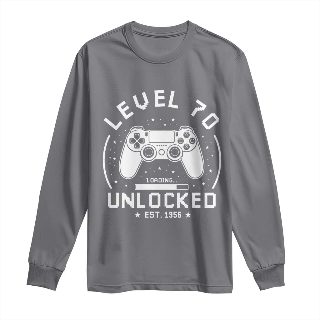 Level 70 Unlocked Video Gamer 70th Birthday Gift Long Sleeve Shirt Vintage 1956 70 Year Old Gift