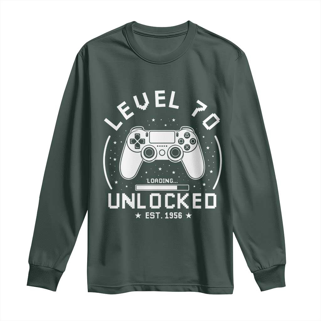 Level 70 Unlocked Video Gamer 70th Birthday Gift Long Sleeve Shirt Vintage 1956 70 Year Old Gift