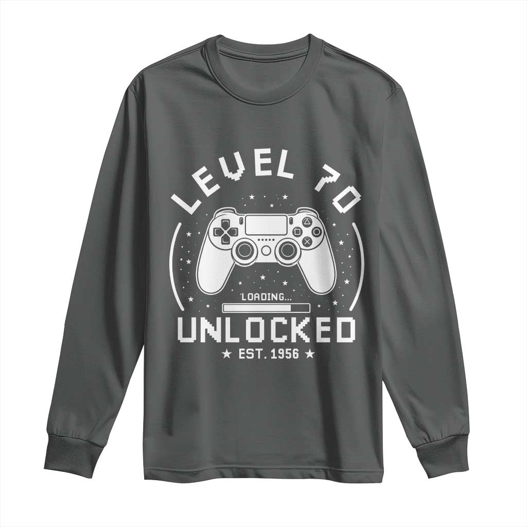 Level 70 Unlocked Video Gamer 70th Birthday Gift Long Sleeve Shirt Vintage 1956 70 Year Old Gift