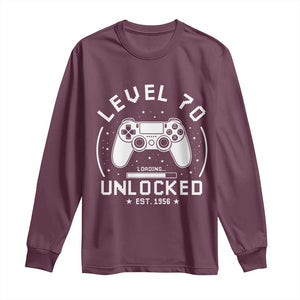Level 70 Unlocked Video Gamer 70th Birthday Gift Long Sleeve Shirt Vintage 1956 70 Year Old Gift