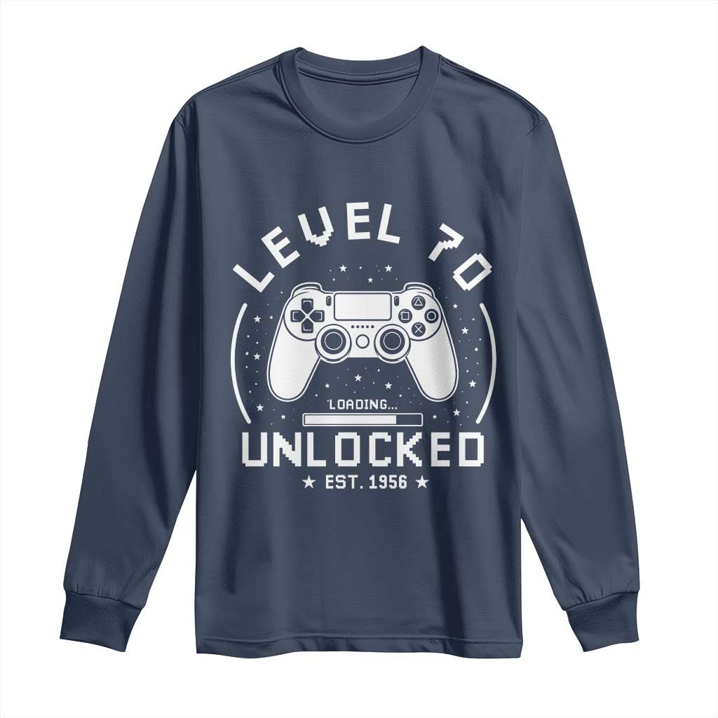 Level 70 Unlocked Video Gamer 70th Birthday Gift Long Sleeve Shirt Vintage 1956 70 Year Old Gift