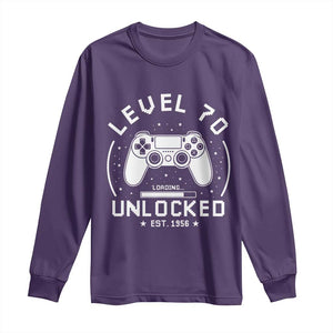 Level 70 Unlocked Video Gamer 70th Birthday Gift Long Sleeve Shirt Vintage 1956 70 Year Old Gift