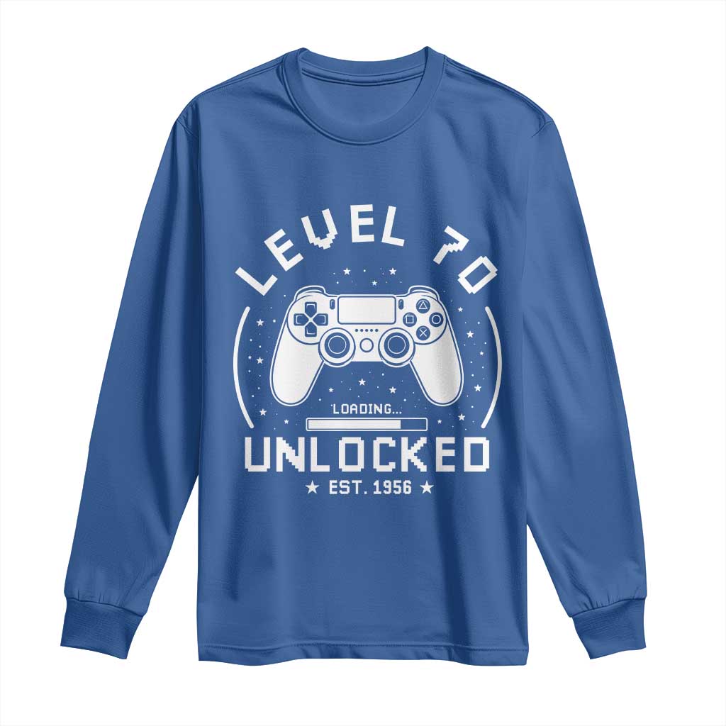 Level 70 Unlocked Video Gamer 70th Birthday Gift Long Sleeve Shirt Vintage 1956 70 Year Old Gift