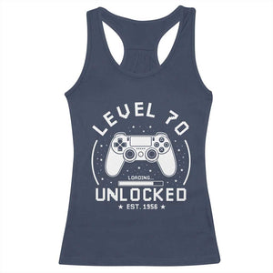 Level 70 Unlocked Video Gamer 70th Birthday Gift Racerback Tank Top Vintage 1956 70 Year Old Gift