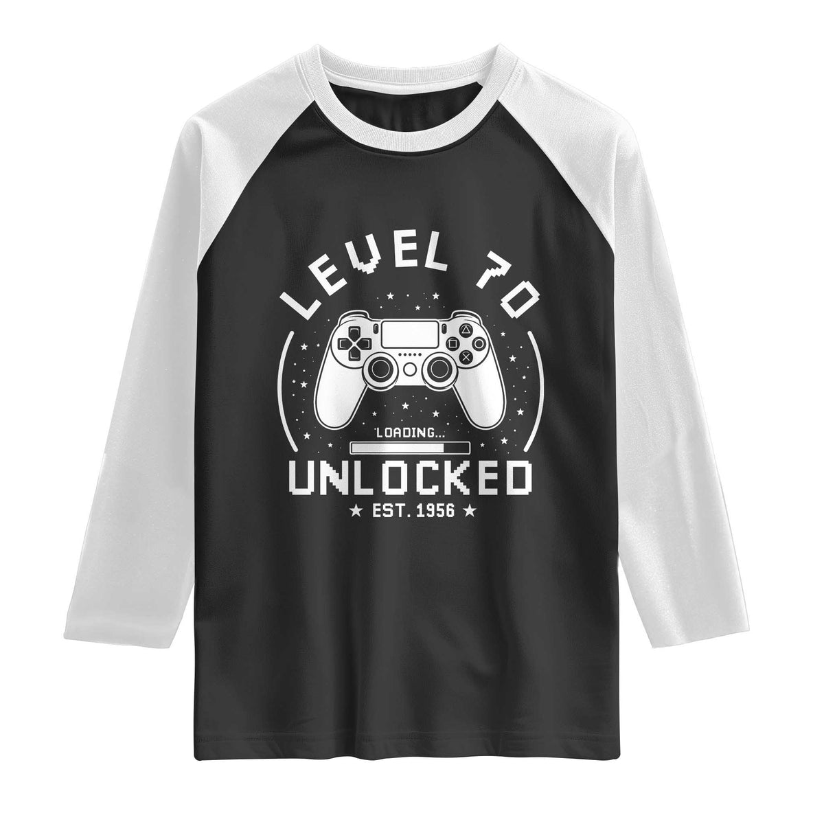 Level 70 Unlocked Video Gamer 70th Birthday Gift Raglan Shirt Vintage 1956 70 Year Old Gift