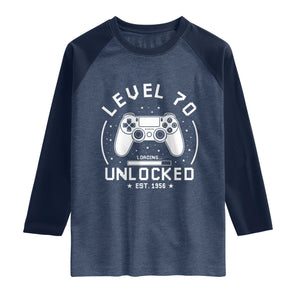 Level 70 Unlocked Video Gamer 70th Birthday Gift Raglan Shirt Vintage 1956 70 Year Old Gift