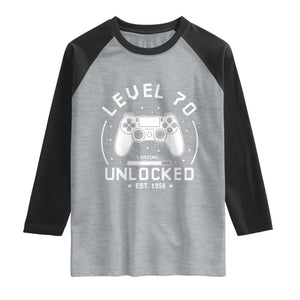 Level 70 Unlocked Video Gamer 70th Birthday Gift Raglan Shirt Vintage 1956 70 Year Old Gift