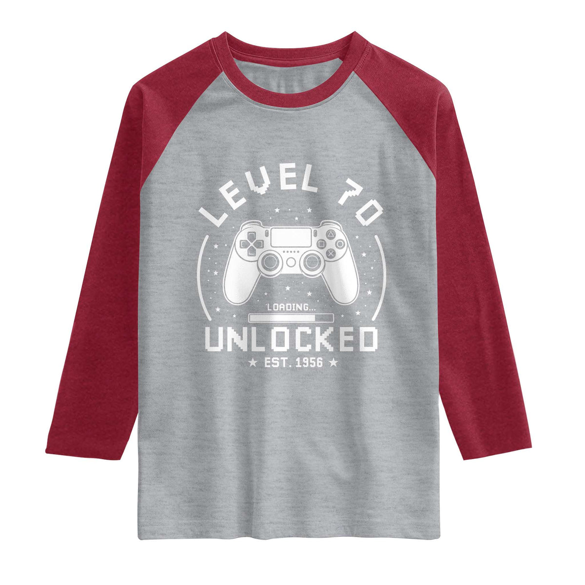 Level 70 Unlocked Video Gamer 70th Birthday Gift Raglan Shirt Vintage 1956 70 Year Old Gift