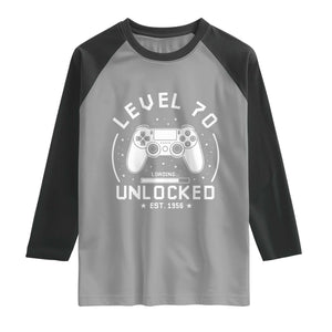 Level 70 Unlocked Video Gamer 70th Birthday Gift Raglan Shirt Vintage 1956 70 Year Old Gift
