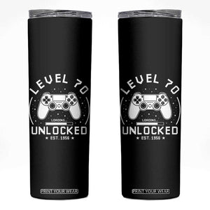 Level 70 Unlocked Video Gamer 70th Birthday Gift Skinny Tumbler Vintage 1956 70 Year Old Gift