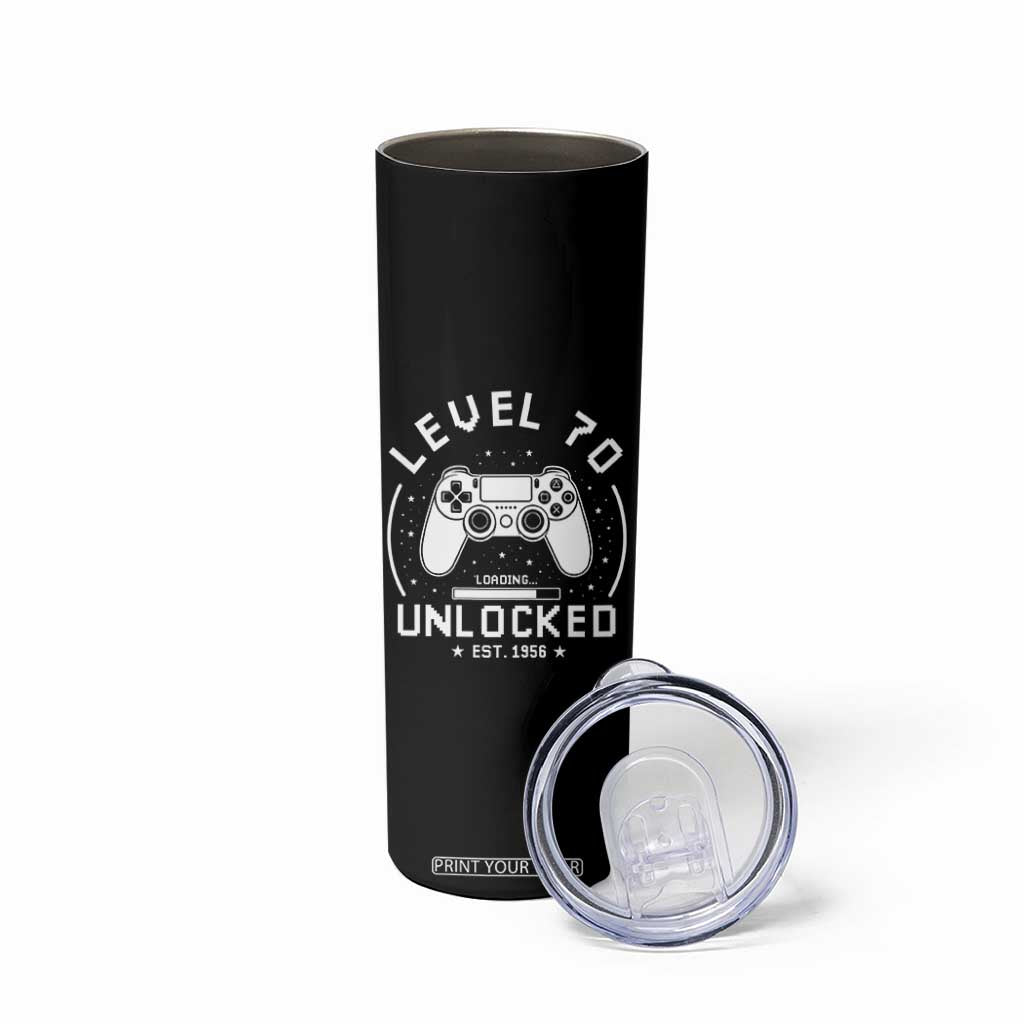 Level 70 Unlocked Video Gamer 70th Birthday Gift Skinny Tumbler Vintage 1956 70 Year Old Gift