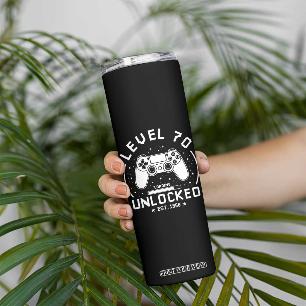 Level 70 Unlocked Video Gamer 70th Birthday Gift Skinny Tumbler Vintage 1956 70 Year Old Gift