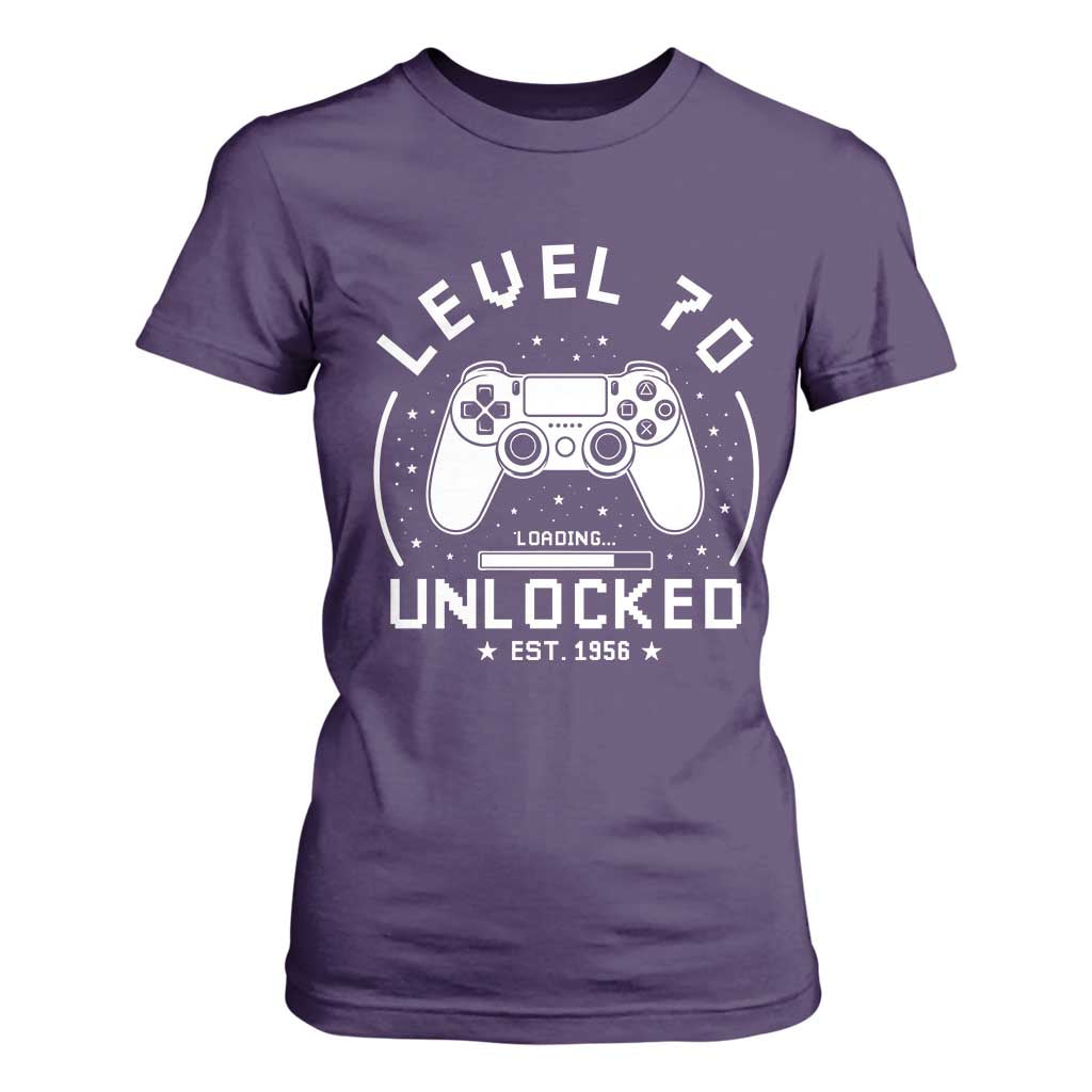 Level 70 Unlocked Video Gamer 70th Birthday Gift T Shirt For Women Vintage 1956 70 Year Old Gift