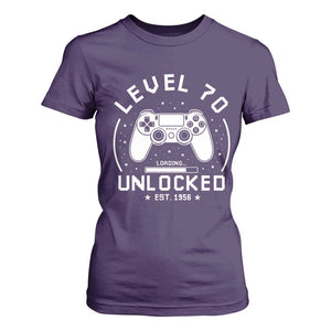 Level 70 Unlocked Video Gamer 70th Birthday Gift T Shirt For Women Vintage 1956 70 Year Old Gift