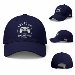 Level 60 Unlocked Video Gamer 60th Birthday Gift Baseball Cap Vintage 1966 60 Year Old Gift