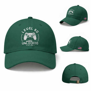 Level 60 Unlocked Video Gamer 60th Birthday Gift Baseball Cap Vintage 1966 60 Year Old Gift