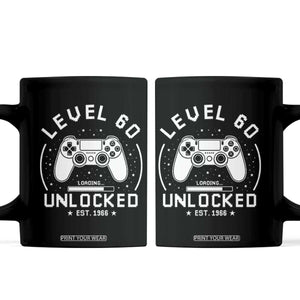 Level 60 Unlocked Video Gamer 60th Birthday Gift Coffee Mug Vintage 1966 60 Year Old Gift