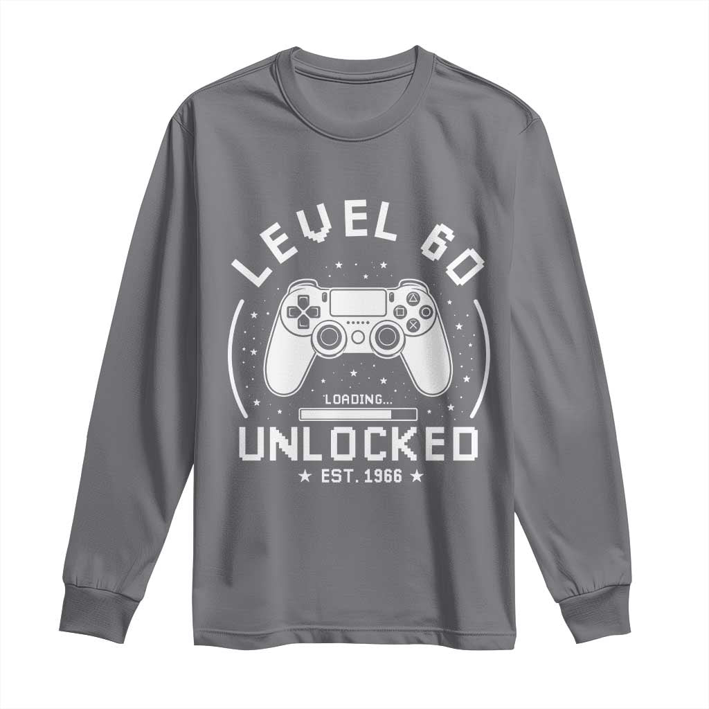 Level 60 Unlocked Video Gamer 60th Birthday Gift Long Sleeve Shirt Vintage 1966 60 Year Old Gift