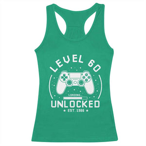 Level 60 Unlocked Video Gamer 60th Birthday Gift Racerback Tank Top Vintage 1966 60 Year Old Gift