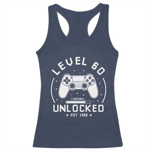 Level 60 Unlocked Video Gamer 60th Birthday Gift Racerback Tank Top Vintage 1966 60 Year Old Gift