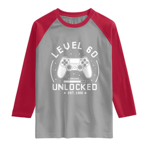 Level 60 Unlocked Video Gamer 60th Birthday Gift Raglan Shirt Vintage 1966 60 Year Old Gift